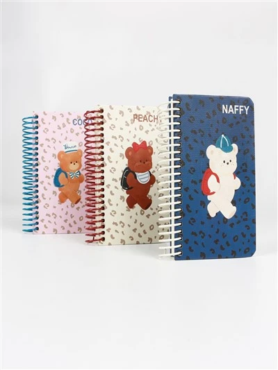 Leopárd mintás kis medve napló Mini A7 tekercses notebook aranyos állatos rajzfilm iskolai szezon napi tekercs jegyzetfüzet kollekció